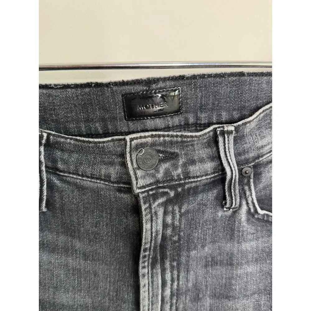 Mother High Waisted Rascal Ankle Step Fray Distressed Jeans Night Garden Size 28
